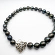 Load image into Gallery viewer, Tahitian Pearl and Monstera Clasp Necklace