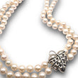 Load image into Gallery viewer, Monstera Clasp Double Strand Akoya Pearl Necklace