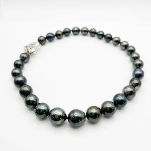 Tahitian Pearl and Monstera Clasp Necklace